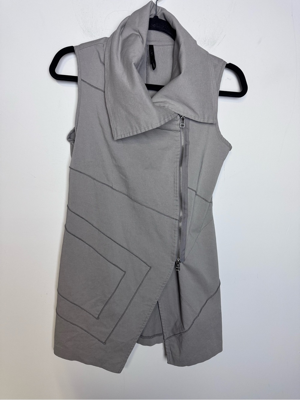 Porto San Francisco Sleeveless Vest Abstract Vest Asymmetrical Zip sz 2 M